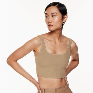 Aritzia Sculpt Knit Squareneck Crop Tank Gold Camel Size M